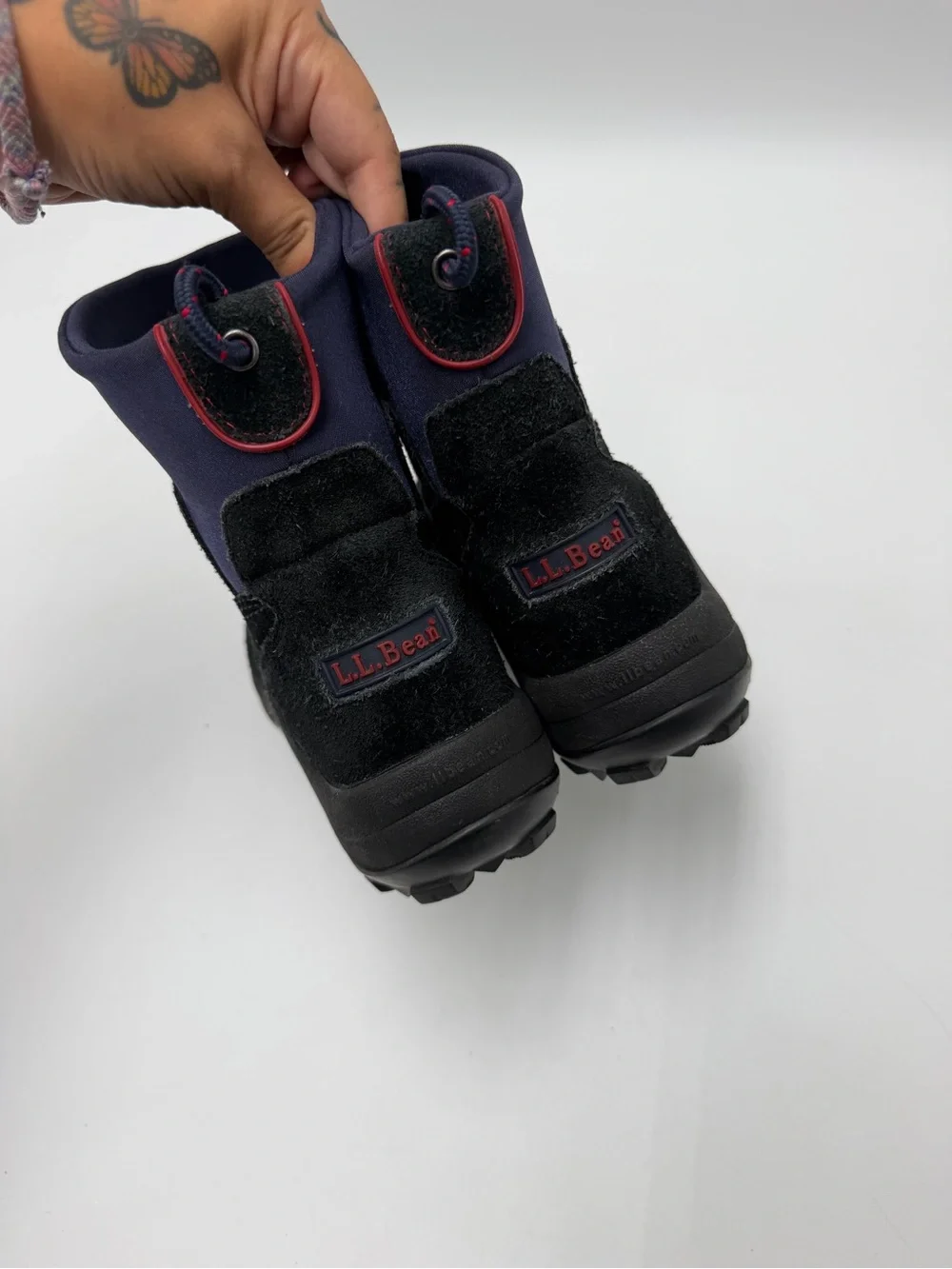 LL Bean Snow winter suede mid ankle boots Child Size 2 Thinsulate Blue Pur.